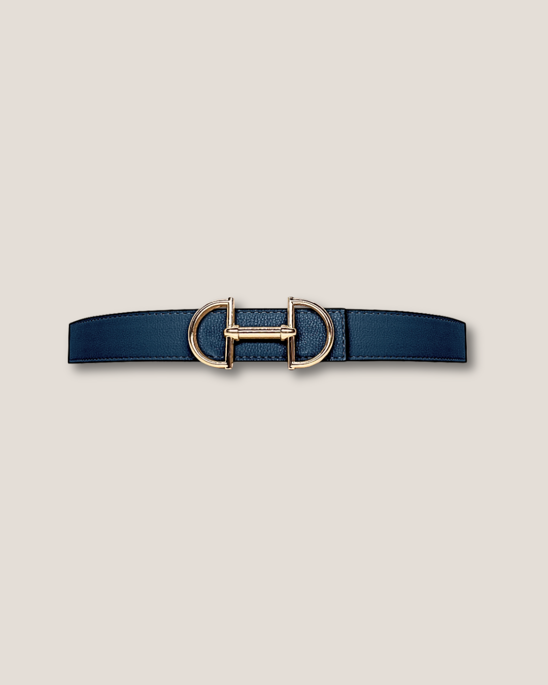 Women's reversible leather belt with a snaffle as belt buckle