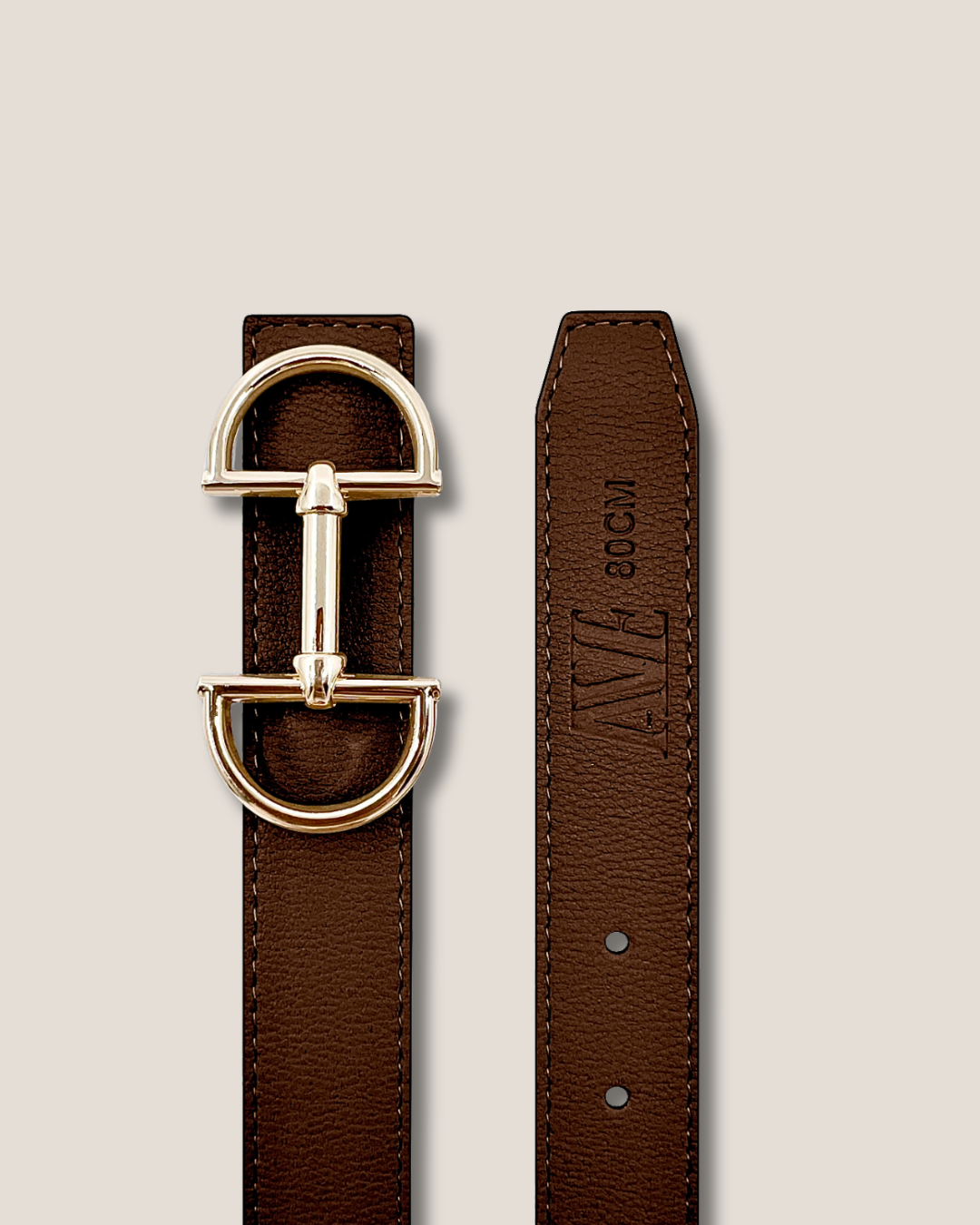 Women's reversible leather belt with a snaffle as belt buckle