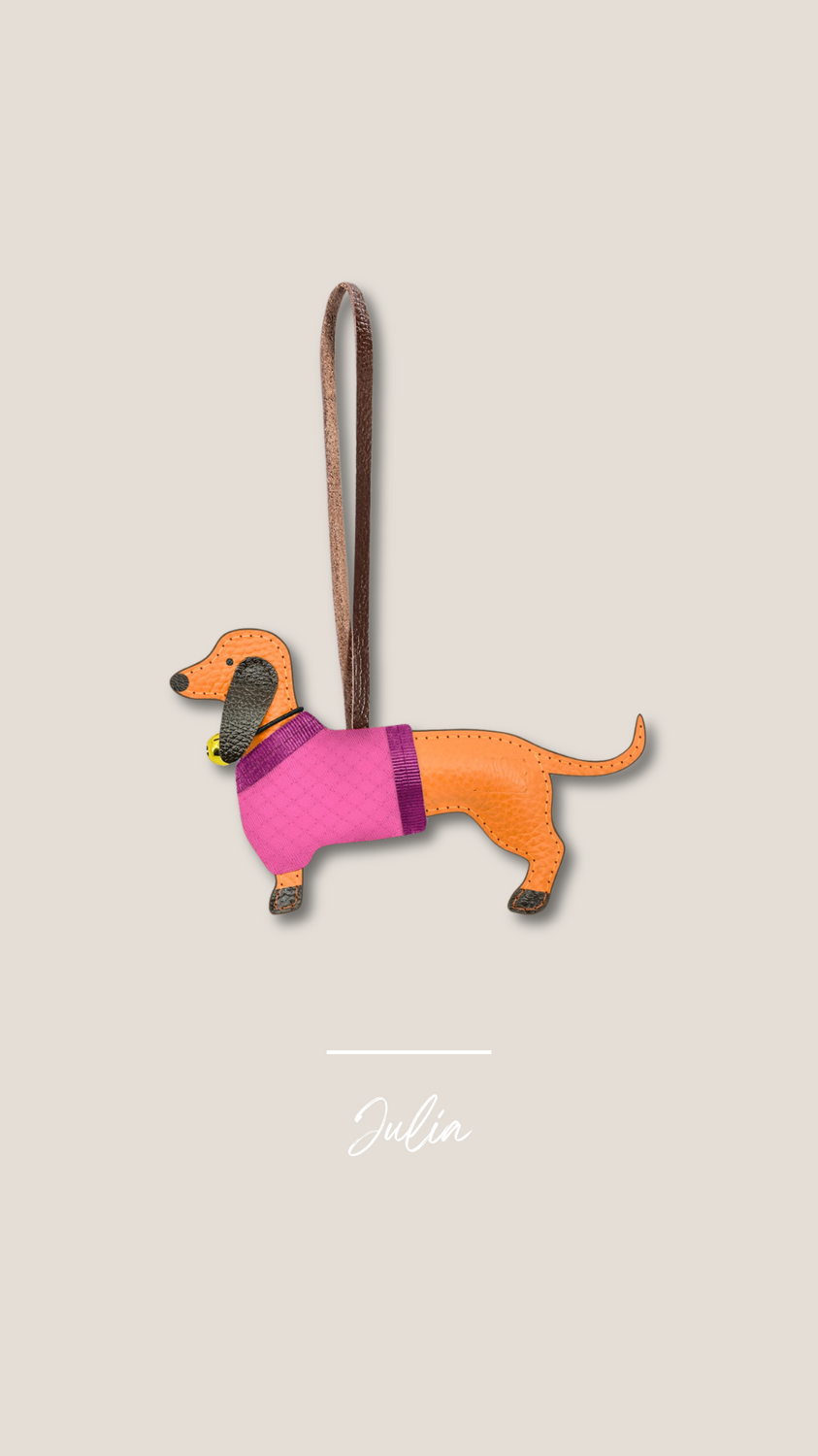 Leather pendant Dachshund handmade