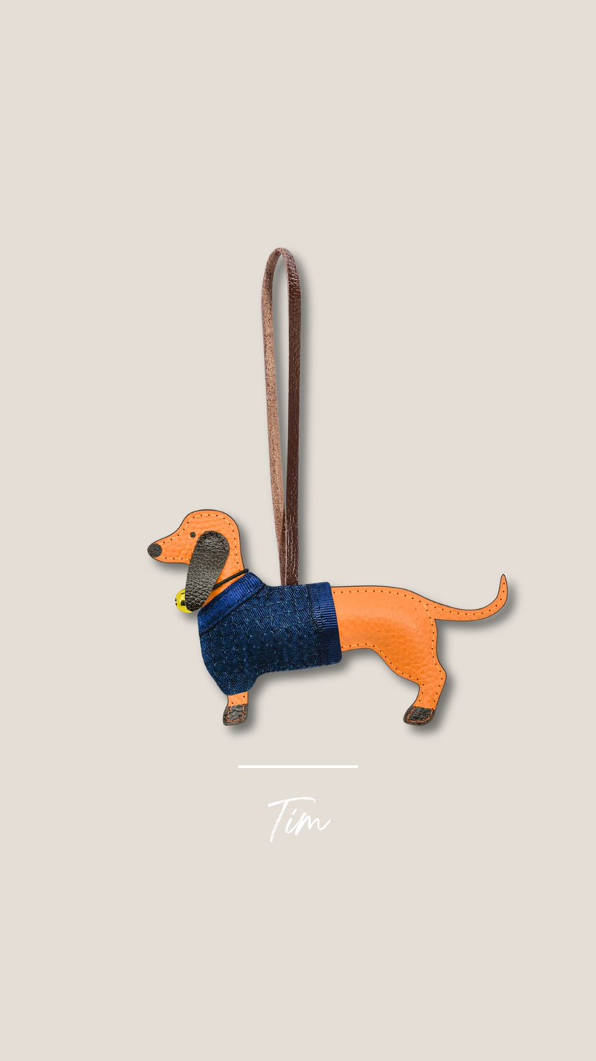 Leather pendant Dachshund handmade