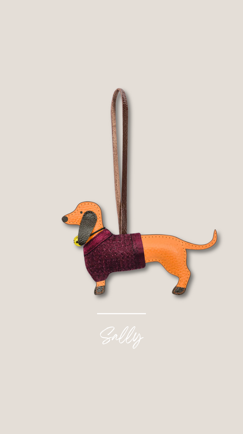 Leather pendant Dachshund handmade