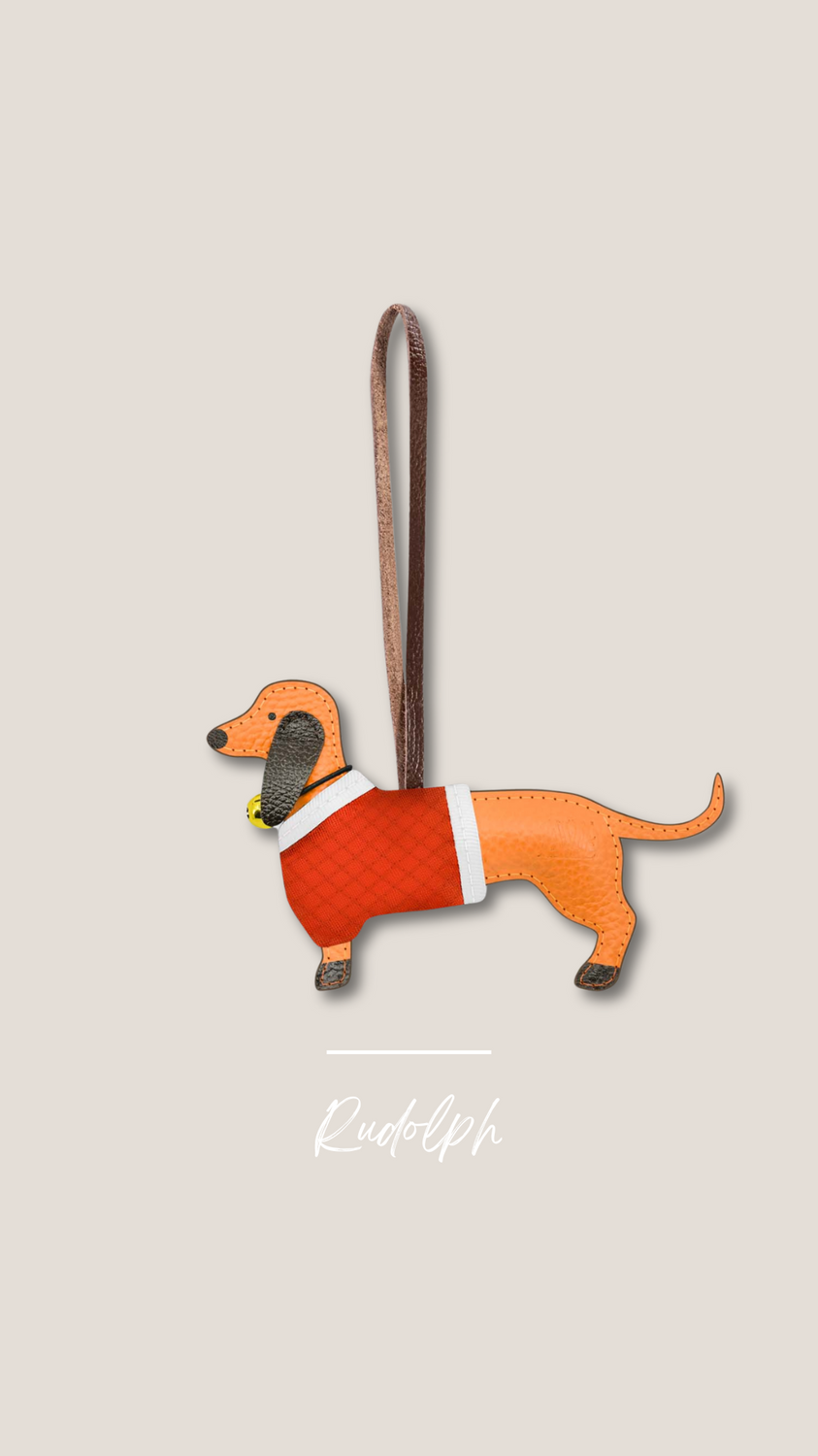 Leather pendant Dachshund handmade