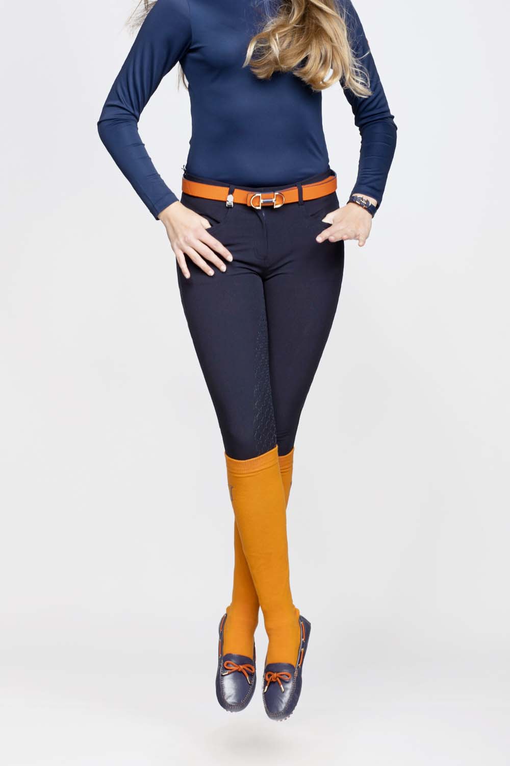 Women's breeches silicone grip half seat jumping