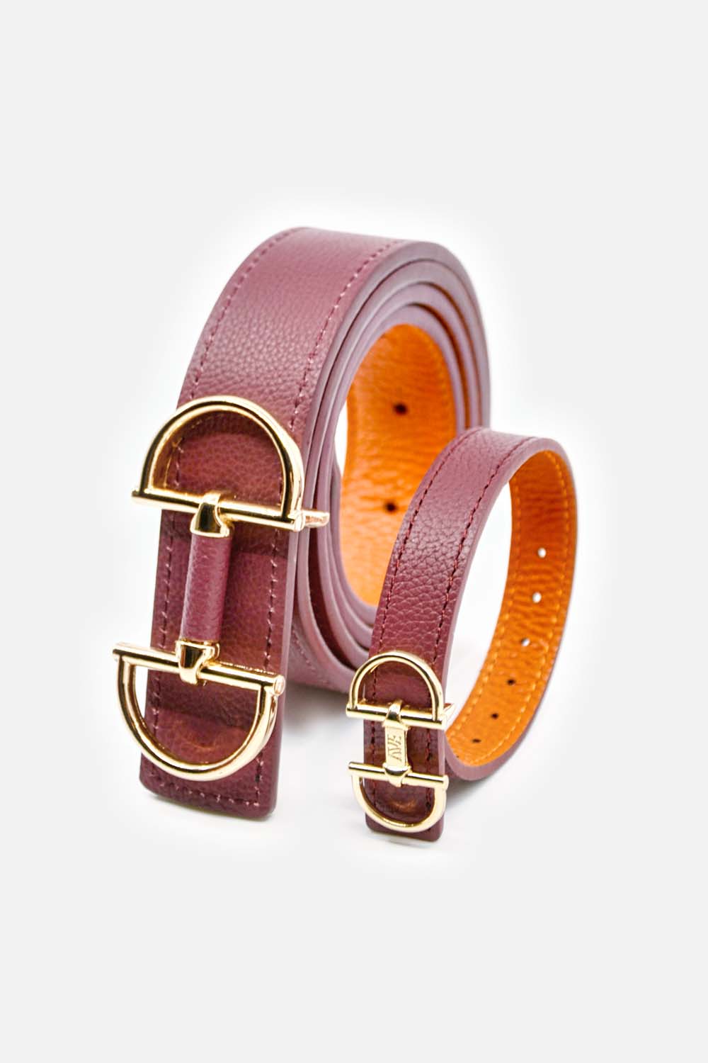 Jewelry bracelet made of leather with a snaffle as a clasp and a box