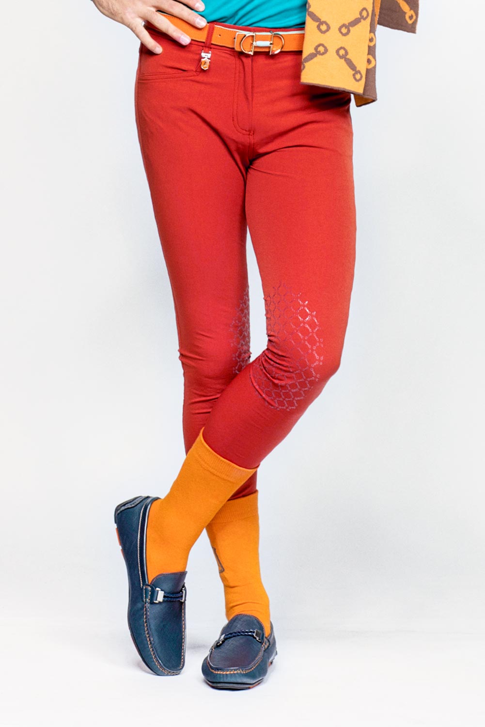 Men's breeches silicone grip half seat jumping