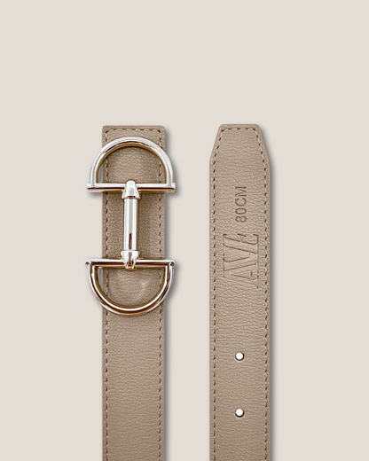 Women's reversible leather belt with a snaffle as belt buckle