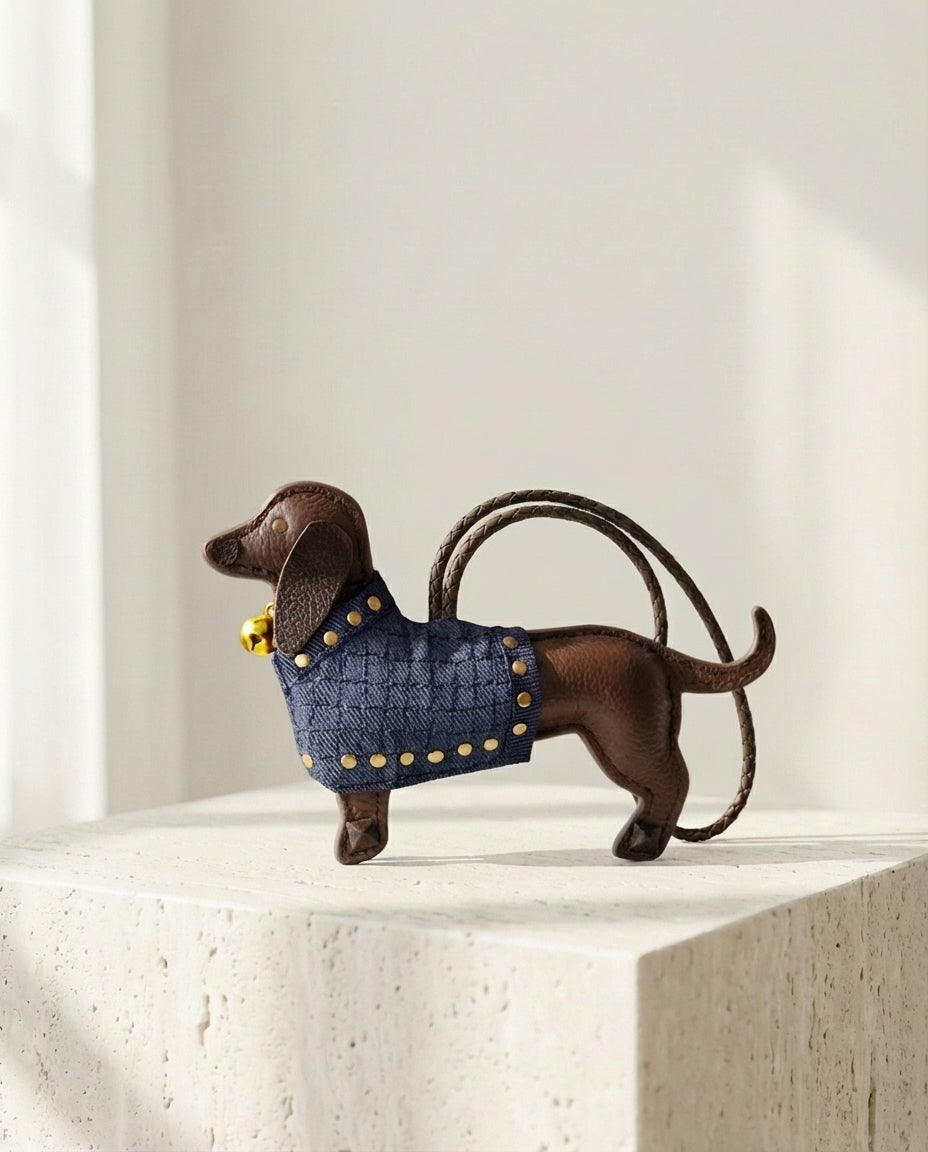 Leather pendant Dachshund handmade