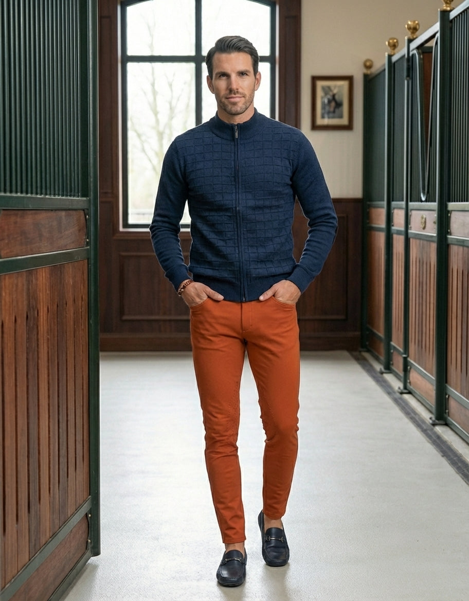 The Equestrian Quilted Zip-Cardigan – 100% Baumwolle