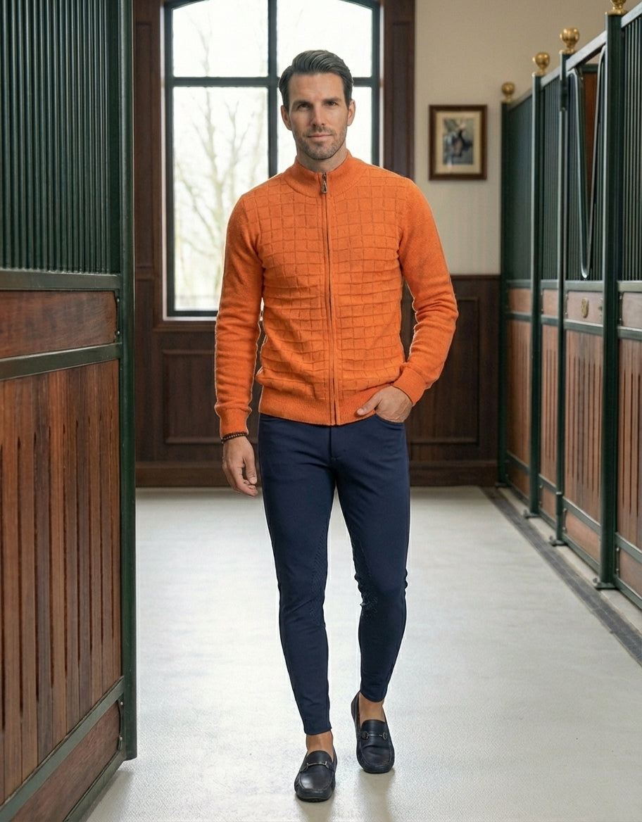 The Equestrian Quilted Zip-Cardigan – 100% Baumwolle