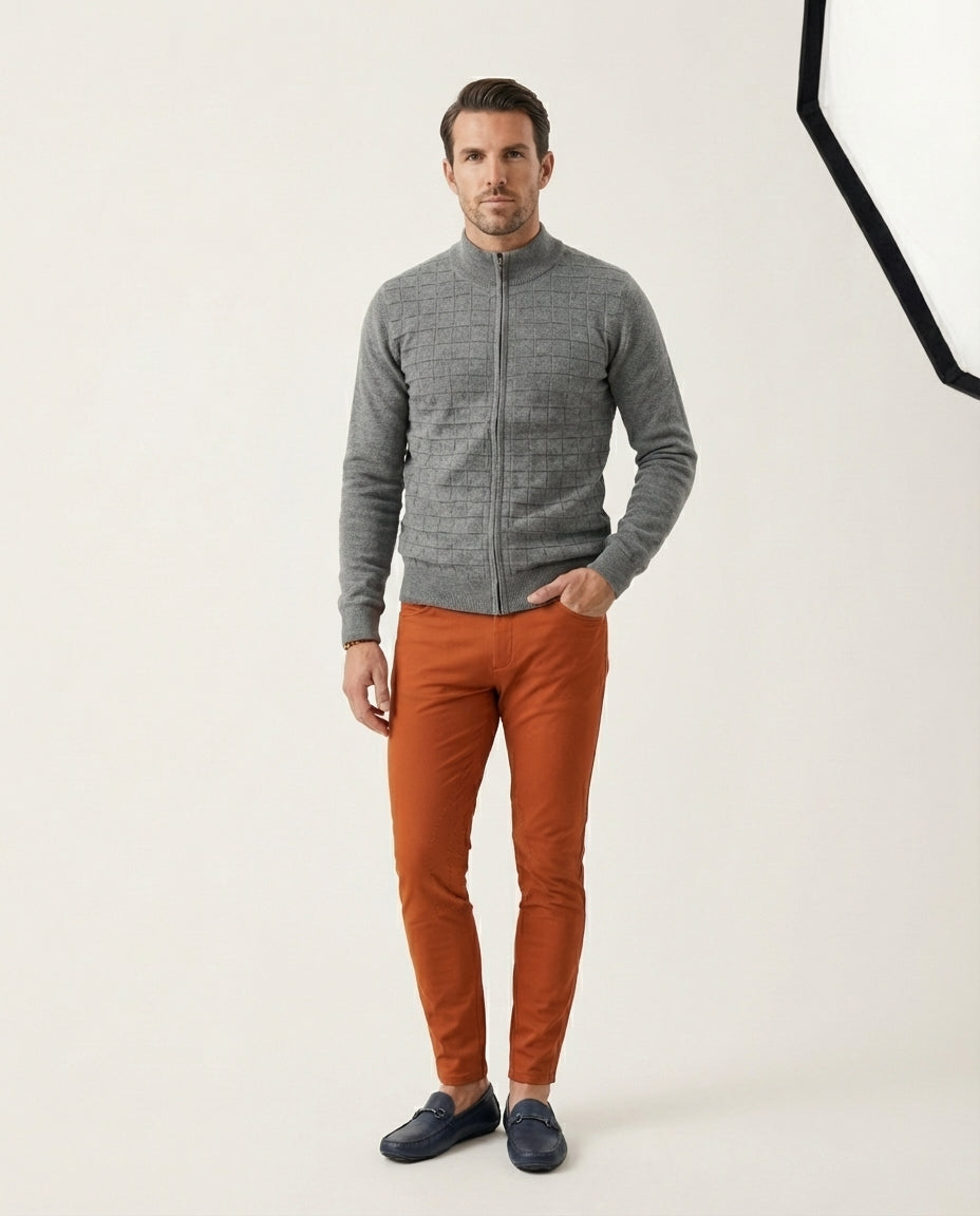 The Equestrian Quilted Zip-Cardigan – 100% Baumwolle