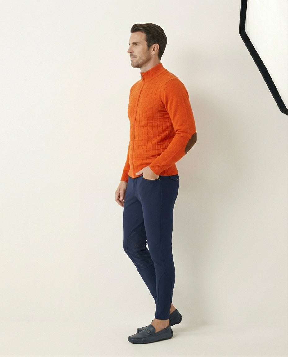 The Equestrian Quilted Zip-Cardigan – 100% Baumwolle