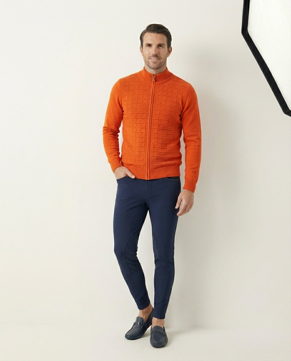 The Equestrian Quilted Zip-Cardigan – 100% Baumwolle