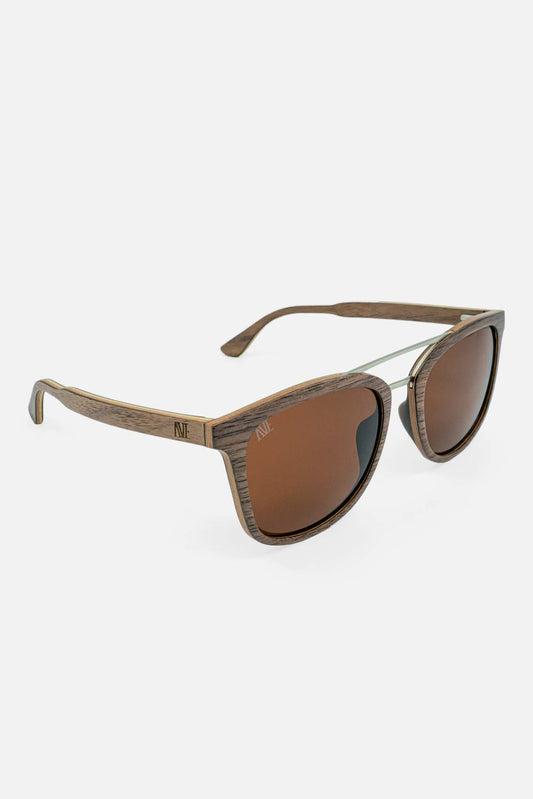 Women's sunglasses with wooden frame and glass not mirrored