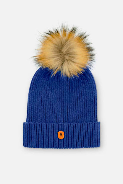 Men's beanie hat made of cotton with pompon