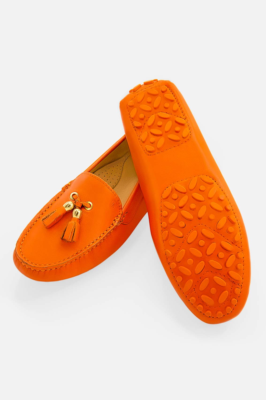 Damen Mokassins mit Noppensohle Orange