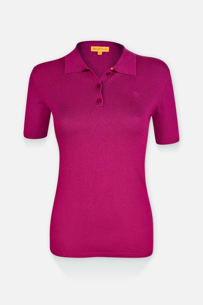 Women's polo t-shirt made of cashmere and silk