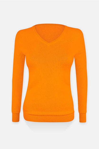 Women's sweatshirt made of cashmere and wool with V-neck