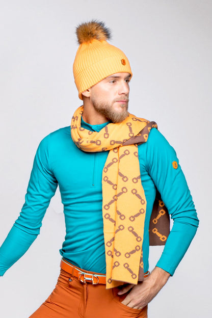 Men's reversible scarf made of cotton with woven snaffle pattern