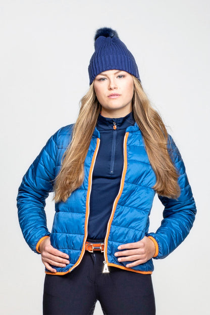 Women's sporty quilted jacket with two outside pockets and A-shield