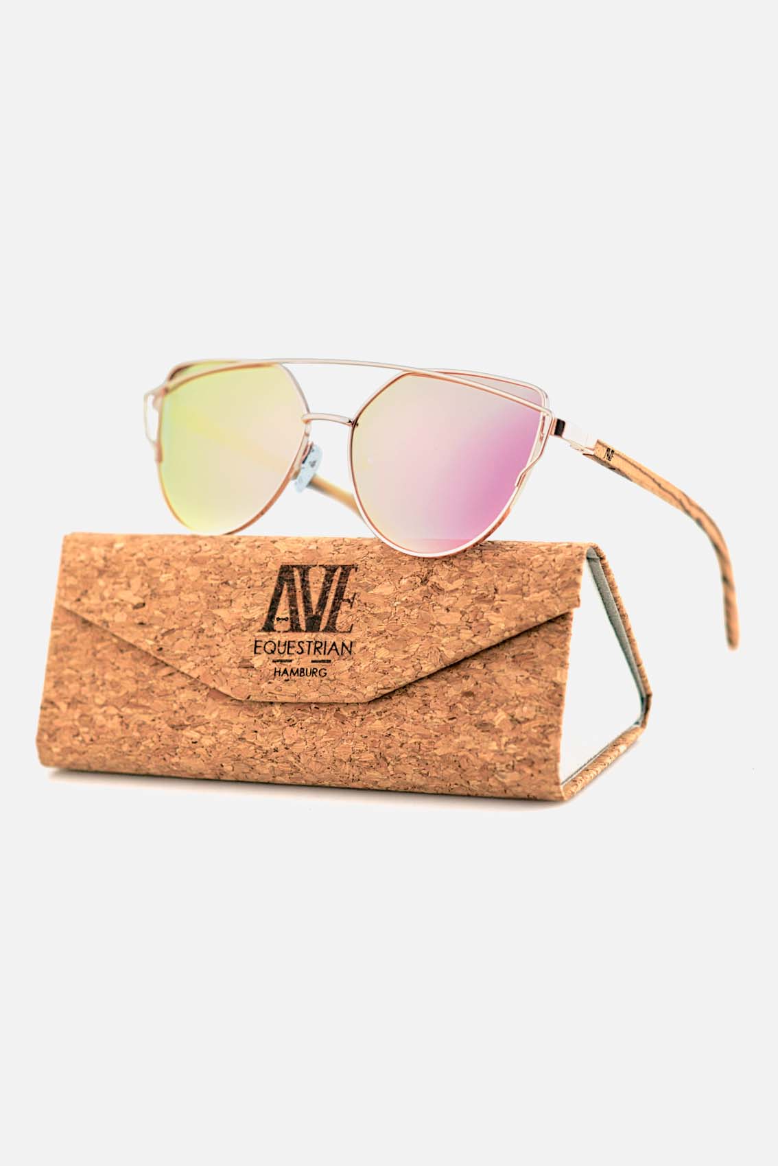 Damen Sonnenbrille Gold verspiegelt mit Holzbügeln Edition